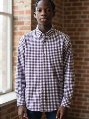 Vineyard Vines Men's Purple Gingham Button-Down Shirt size medium
